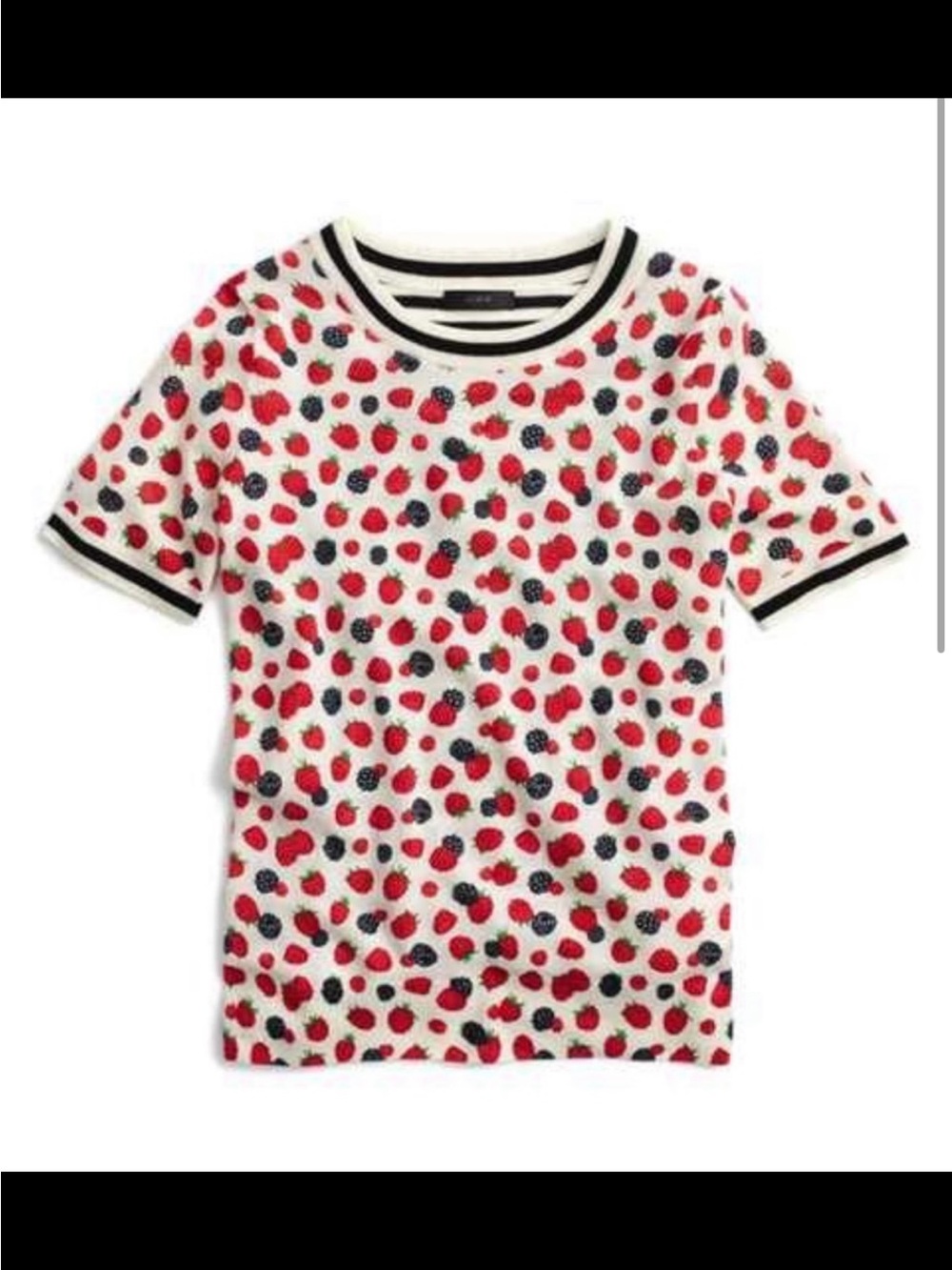 ***ISO***Women’s Strawberry & Berry Print Short Sleeve Top - White/Red